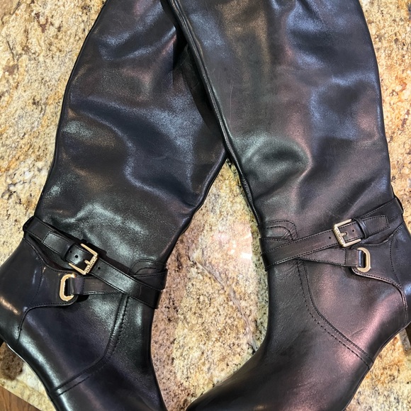 Ralph Lauren Black Heeled Boots with Equestrian Style - Picture 1 of 8
